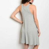 Lace-Up Dress Gray-Dress-Moda Me Couture