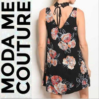Floral Choker Mini Dress-Dress-Moda Me Couture