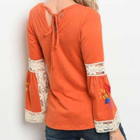 Embroider Orange Top-Tops-Moda Me Couture