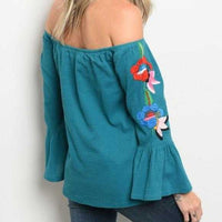 Off Shoulder Turquoise Top-Tops-Moda Me Couture
