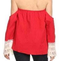 Embroider Red Top-Tops-Moda Me Couture