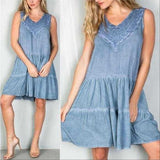 Boho Blue Shift Dress-Dress-Moda Me Couture