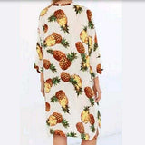 Tropical Pineapple Print Kimono-Tops-Moda Me Couture