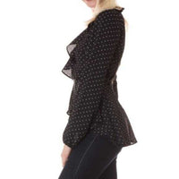 Black Polka Dot Wrap Top-Tops-Moda Me Couture
