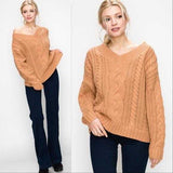 Autumn Cable Knit Sweater Brick-Sweater-Moda Me Couture