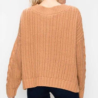 Autumn Cable Knit Sweater Brick-Sweater-Moda Me Couture