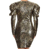 Leopard Sequin Mini Dress-Dress-Moda Me Couture