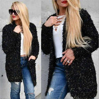 Daria Black Fuzzy Knit Sweater-Sweater-Moda Me Couture