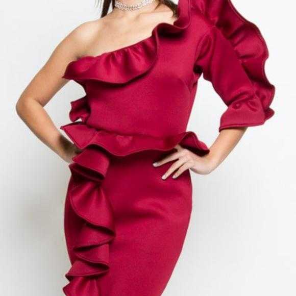 Glamour Girl Burgundy Dress-Dress-Moda Me Couture