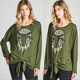Olive Bull Print Top-Tops-Moda Me Couture