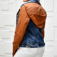 JORDAN Denim Faux Leather Jacket-Jackets & Coats-Moda Me Couture