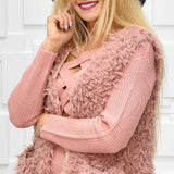 Blush Long Faux Fur Vest-Jackets & Coats-Moda Me Couture