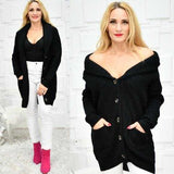 Chunky Knit Black Cardigan-Sweater-Moda Me Couture