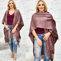 Burgundy Knit Wrap Shrug Poncho-Sweater-Moda Me Couture