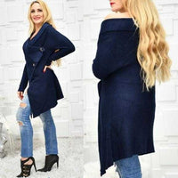 Navy Blue Cardigan-Sweater-Moda Me Couture