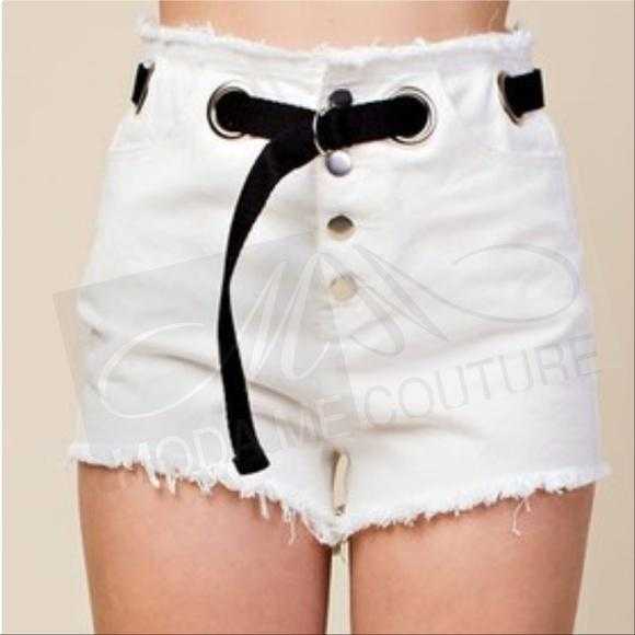 Denim Shorts White-Pants-Moda Me Couture