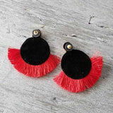 Beads & Tassel Earrings Red-Jewelry-Moda Me Couture