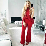 Top & Pants Chic Red Set-Pants-Moda Me Couture
