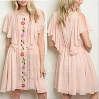 Embroidered Blush Dress-Dress-Moda Me Couture