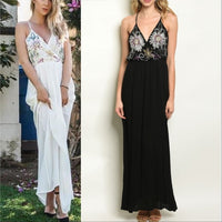 Maxi Black Embroidery Dress-Dress-Moda Me Couture