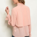 Blush Pink Chiffon Blouse-Tops-Moda Me Couture
