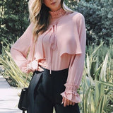 Blush Pink Chiffon Blouse-Tops-Moda Me Couture