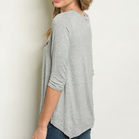 Gray Graphic Top-Tops-Moda Me Couture