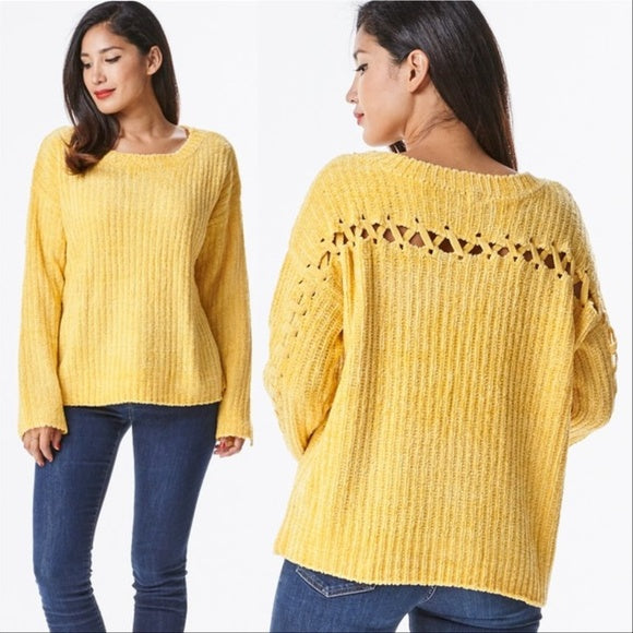 Yellow Chenille Sweater-Sweater-Moda Me Couture