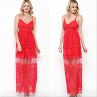 Red Lace Maxi Dress-Dress-Moda Me Couture