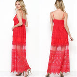 Red Lace Maxi Dress-Dress-Moda Me Couture
