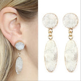 Druzy Drop Earrings Clear-Jewelry-Moda Me Couture