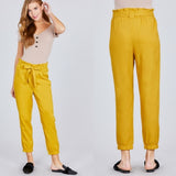 Mustard Paperbag Pants-Pants-Moda Me Couture