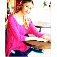 Pink Knit Tunic Top-Tops-Moda Me Couture