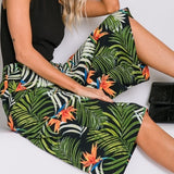 Palm Print Cropped Pants-Pants-Moda Me Couture