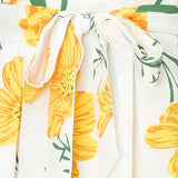 Yellow Floral Print Romper-Pants-Moda Me Couture