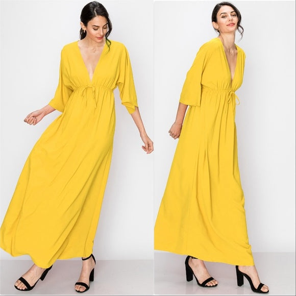 Sunny Day Empire Waist Maxi Dress - Yellow-Dress-Moda Me Couture