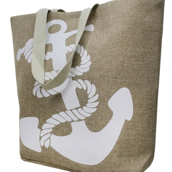 Anchor Print Tote Bag-Accessories-Moda Me Couture