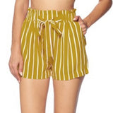 Yellow Striped Shorts-Pants-Moda Me Couture