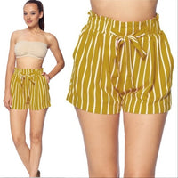 Yellow Striped Shorts-Pants-Moda Me Couture