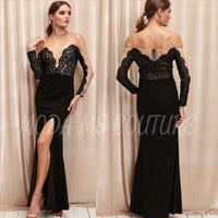 Antoinette Elegant Statement Maxi Black Dress-Dress-Moda Me Couture
