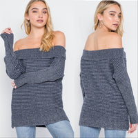 Aiden Ribbed Sweater Top Blue-Tops-Moda Me Couture