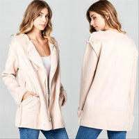 ELLA Suede Fur lined Coat Pink-Jackets & Coats-Moda Me Couture