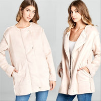 ELLA Suede Fur lined Coat Pink-Jackets & Coats-Moda Me Couture