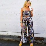 Printed 2 piece Cropped top and Pants Set-Pants-Moda Me Couture
