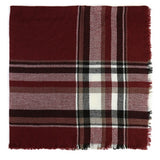 Oversized Blanket Scarf - Burgundy Black-Accessories-Moda Me Couture