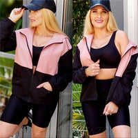 Abby Lightweight Jacket - Pink Black-Jackets & Coats-Moda Me Couture