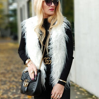 White Faux Fur Vest-Jackets & Coats-Moda Me Couture