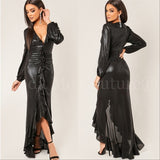 Ophelia Black Metallic Maxi Dress-Dress-Moda Me Couture