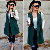 Get It Right Double Breasted Vest - Forest Green-Jackets & Coats-Moda Me Couture