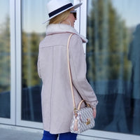Blush Suede Mini Trench Coat-Jackets & Coats-Moda Me Couture